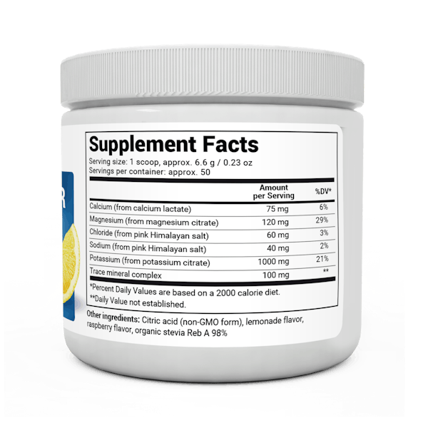 Electrolyte powder raspberry and lemon 345g ingredients